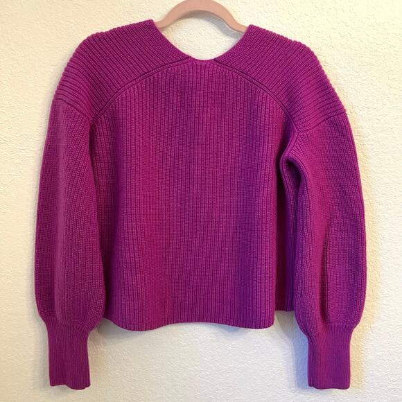 A.L.C. Melanie Sweater Orchid Medium 100% Wool Purple Chunky Knit Cropped Boxy - Picture 9 of 12